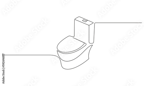Toilet icon high commode one continuous simple line drawing concept of hygienic minimalist