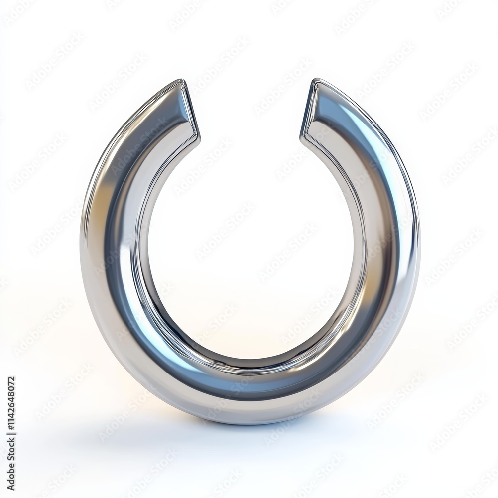 3D icon of a horseshoe turned upside down, sleek and modern, with soft shadows, isolated on a white background 3D icon of a horseshoe turned upside down, sleek and modern, with soft shadows, isolated on a white background