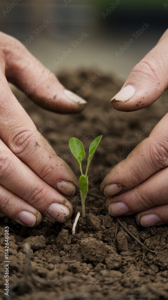 Person is planting a seed in the dirt Person is planting a seed in the dirt