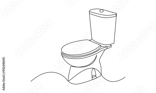 Toilet icon high commode one continuous simple line drawing concept of hygienic minimalist