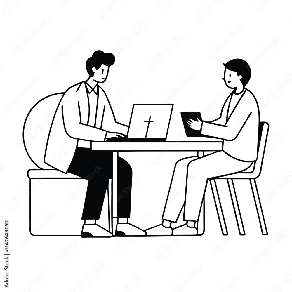 two business man are sitting on office dask, vector art, two business man are sitting on office dask, vector art,