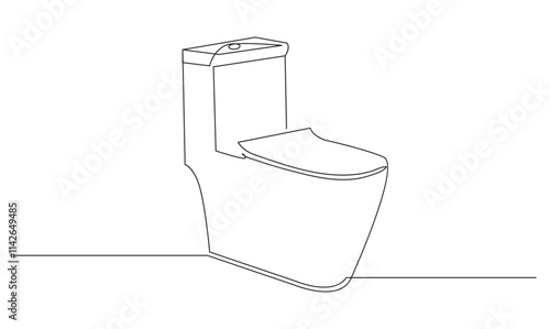 Toilet icon high commode one continuous simple line drawing concept of hygienic minimalist