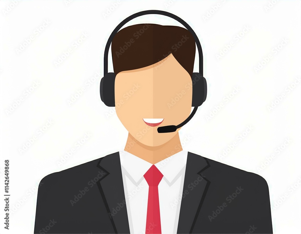 Character wearing headset on white background Character wearing headset on white background