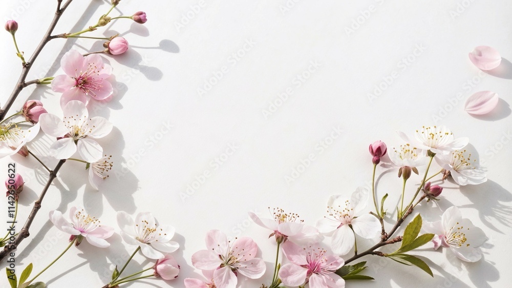 Beautiful apple blossom branch on white background for spring decoration Beautiful apple blossom branch on white background for spring decoration
