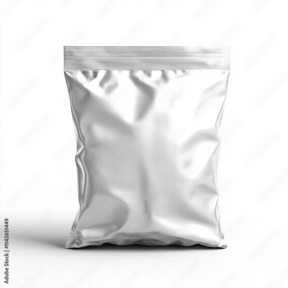 Close up of Blank stand up pouch foil or plastic packaging with zipper Close up of Blank stand up pouch foil or plastic packaging with zipper