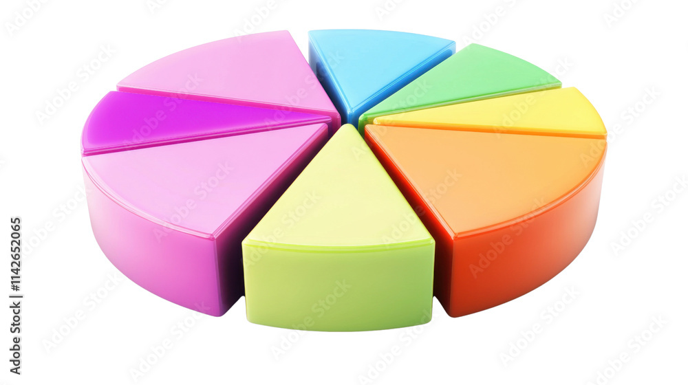 Obraz premium Creative pie chart with vivid color segments, transparent background