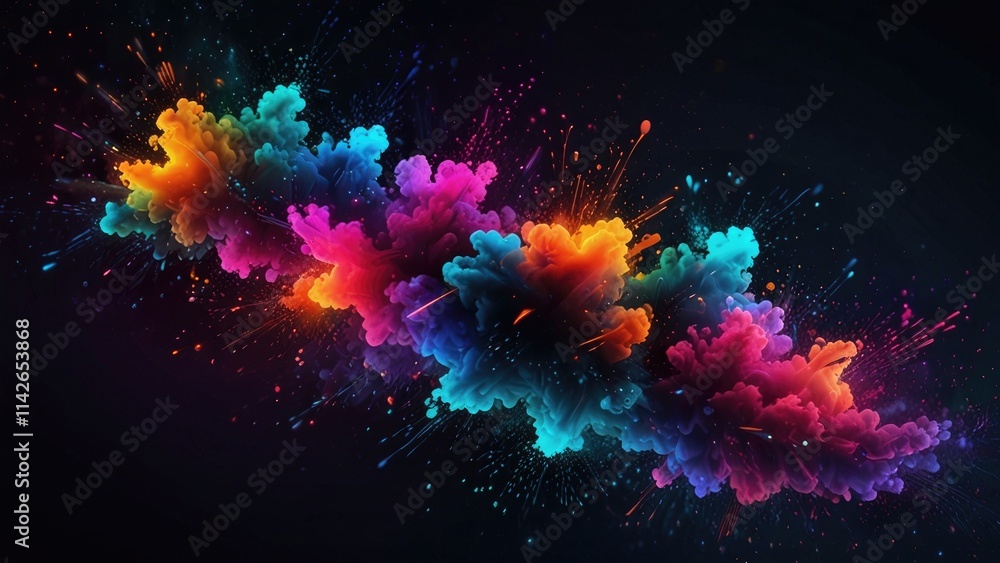 Vibrant explosion of colorful paint in dynamic abstract smoke form. Vibrant explosion of colorful paint in dynamic abstract smoke form.