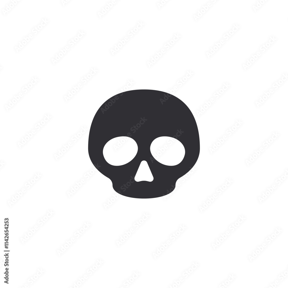 Skull icon. Vector Skull. Flag icon. Jolly Roger. Bones. Pirate flag. Sea flag. Sign of death. Danger sign. Skull with bones. Poison sign. Alert sign. Poisonous substance. Threat of poisoning. Skull