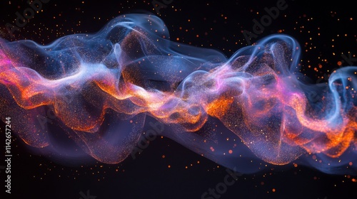 Colorful Abstract Wave of Light with Particles in Dark Background