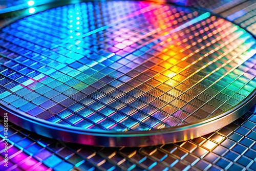 Obraz na płótnie High-Tech Silicon Manufacturing: Precision Wafer Fabrication, Semiconductor Production, Cleanroom Technology, Silicon Ingot, Chip Manufacturing Process w salonie