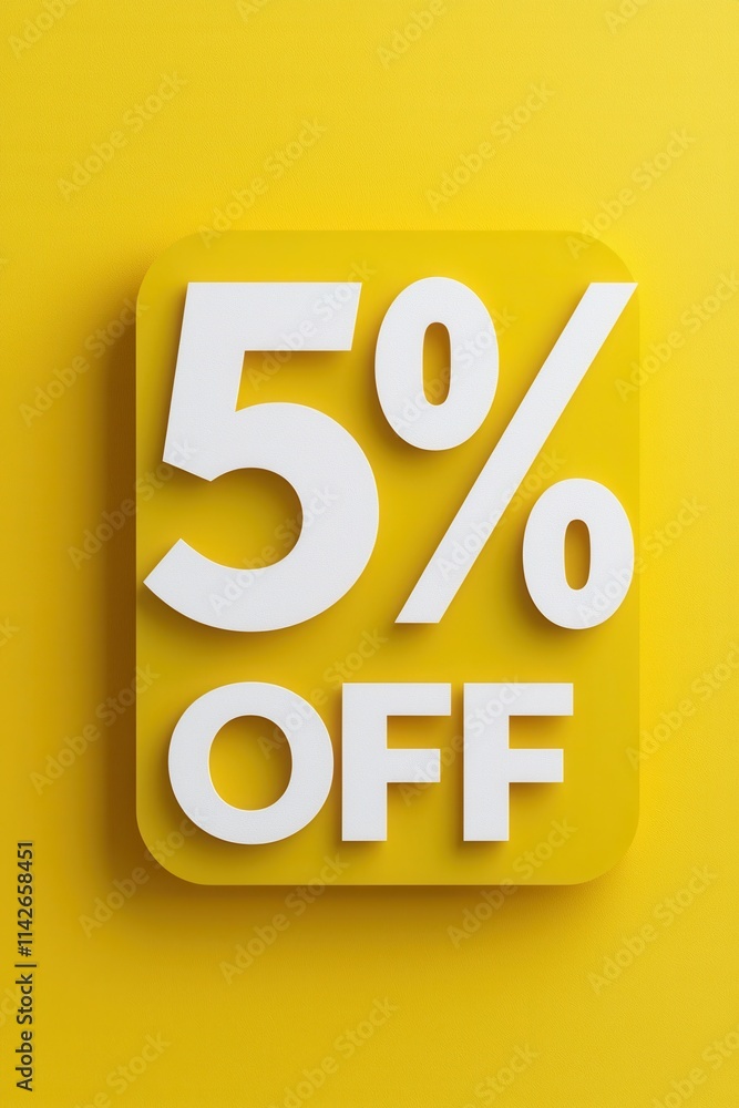 Discount offer with bold text on bright yellow background promoting savings for shoppers looking for affordable deals and attractive prices