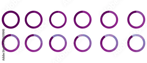 Pie chart infographic set. Circle diagram collection with sections or parts. Segmented circle icons for infographic, data analysis, web design, ui or presentation. Vector illustration.