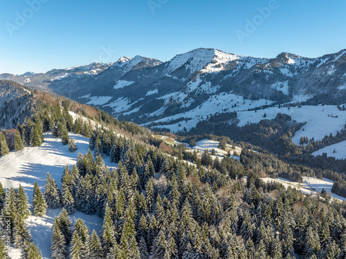 wintry panoramic aerial vie...
