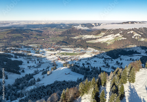 wintry panoramic aerial vie...