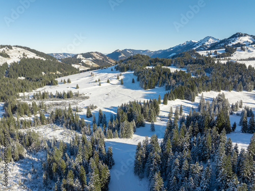 wintry panoramic aerial vie...