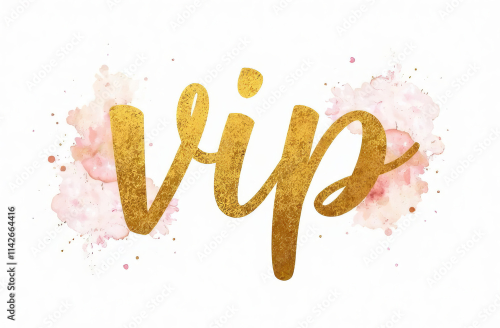 Gold lettering VIP. White background, isolate. Gold lettering VIP. White background, isolate.