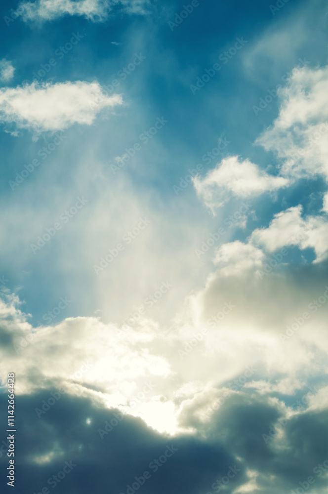 Sky background, dramatic sunset sky in picturesque tones, fantastic sunset clouds with evening sunlight Sky background, dramatic sunset sky in picturesque tones, fantastic sunset clouds with evening sunlight