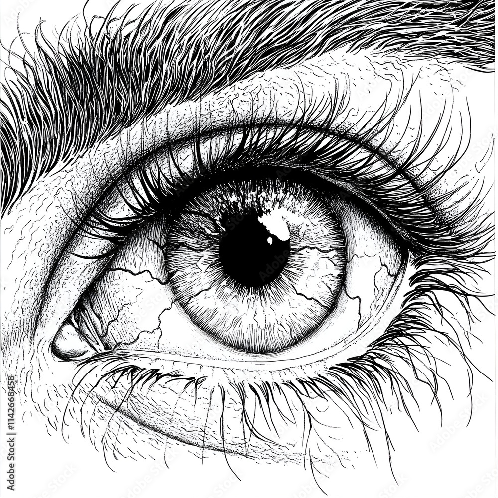 Obraz premium A coloring page that presents a zoom-in on a stunning eye.