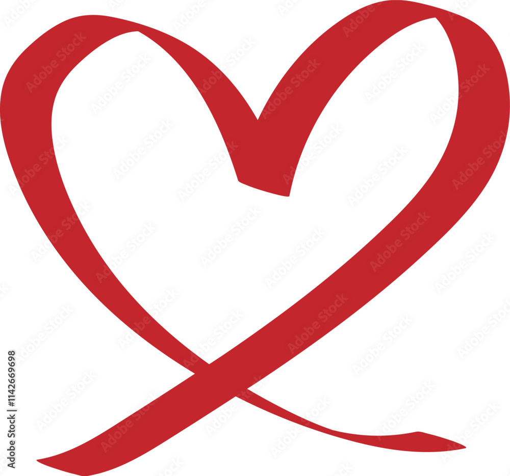 Red Heart Ribbon vector with Heart and Holiday Decorations Red Heart Ribbon vector with Heart and Holiday Decorations