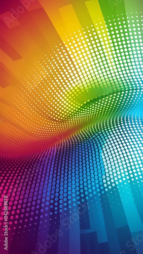Bright background color wave template presentation design with color line and dots