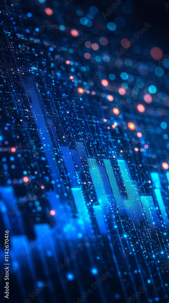 Dynamic blue data visualization with glowing elements and patterns Dynamic blue data visualization with glowing elements and patterns