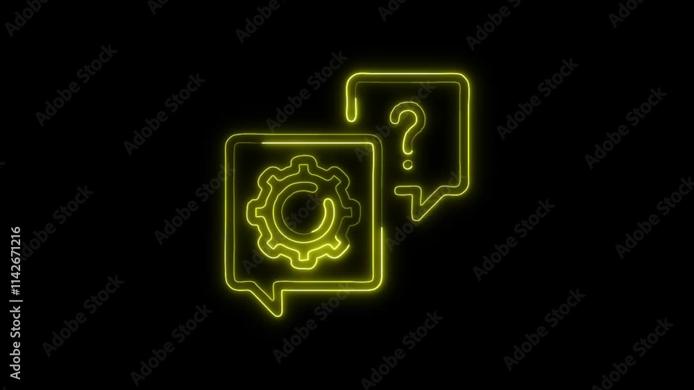 Glowing neon IT Support icon isolated on black background. HD Video motion graphic animation Glowing neon IT Support icon isolated on black background. HD Video motion graphic animation