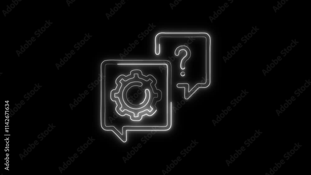 Glowing neon IT Support icon isolated on black background. HD Video motion graphic animation Glowing neon IT Support icon isolated on black background. HD Video motion graphic animation