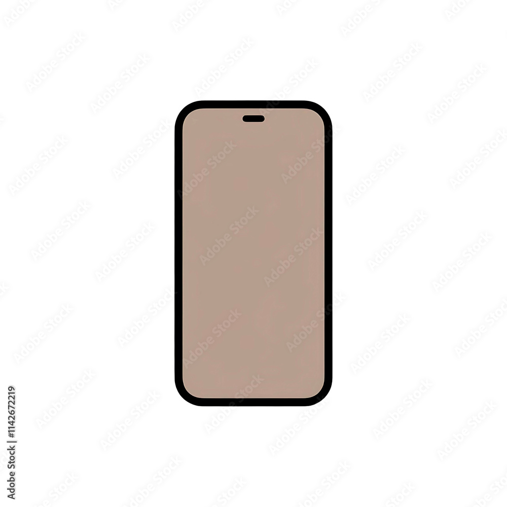 Moch up mocha mousse color smartphone icon with a black border isolated on a transparent background. Moch up mocha mousse color smartphone icon with a black border isolated on a transparent background.