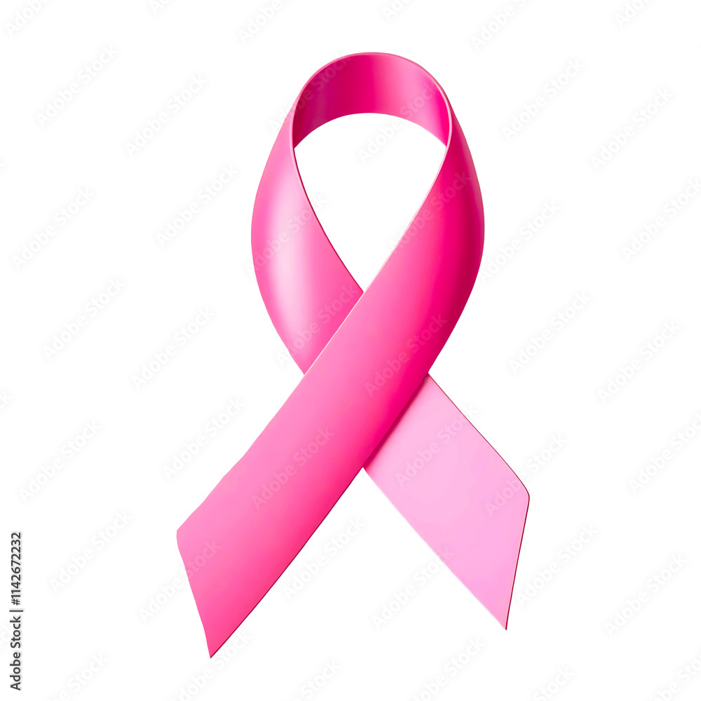 Satin pink color ribbon loop with a graceful twist isolated white background