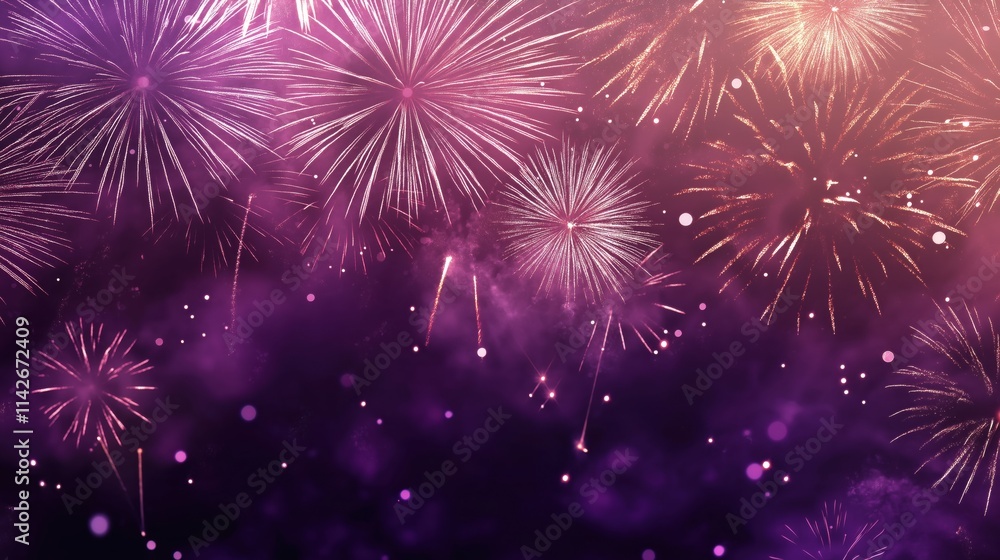 Purple fireworks with sparkles and glitter background Purple fireworks with sparkles and glitter background