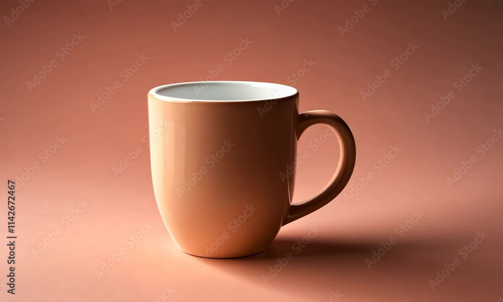 Orange ceramic mug placed on a warm gradient background, perfect for beverage photography. Orange ceramic mug placed on a warm gradient background, perfect for beverage photography.