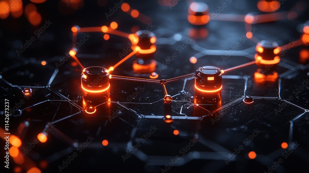 Abstract Network: Glowing Nodes and Connections Abstract Network: Glowing Nodes and Connections