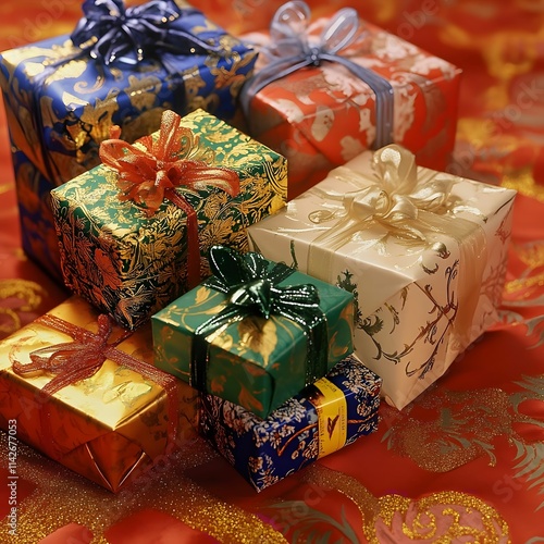 A Pile of Beautifully Wrapped Christmas Gifts photo