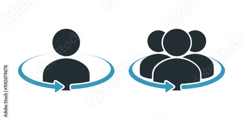 360 degree rotation. Person rotation icon. Illustration vector
