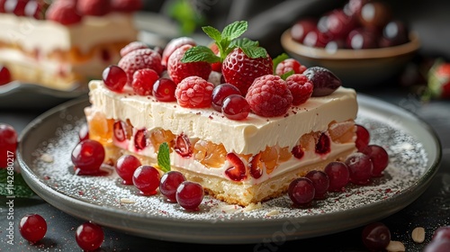 Wallpaper Mural Sweet dessert Cassata pudding pastry with raspberries Torontodigital.ca