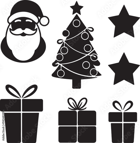 X mas vector silhouettes icon set