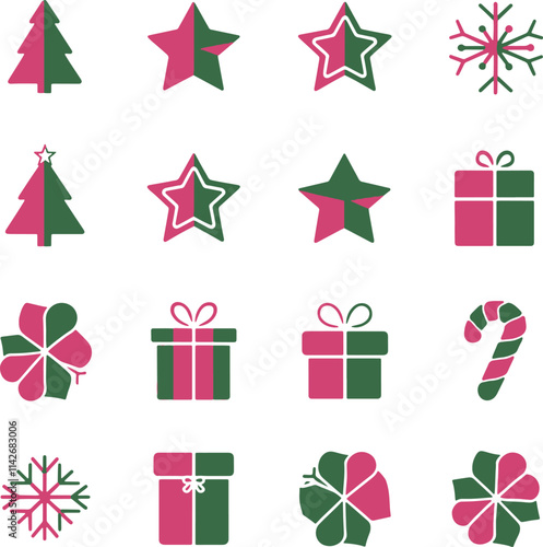 X mas vector silhouettes icon set