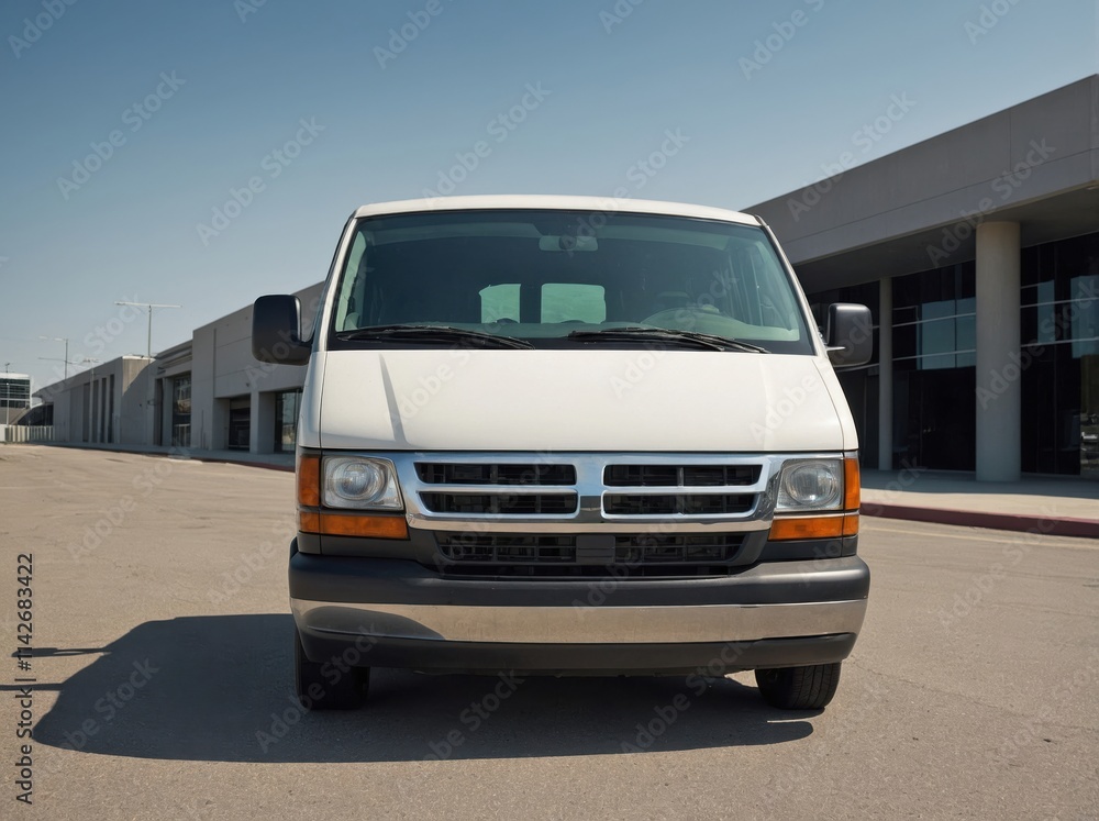 A sleek, modern van photographed head-on A sleek, modern van photographed head-on