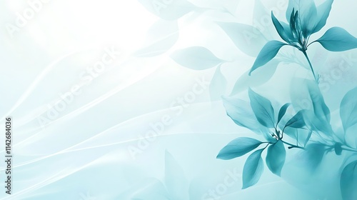 Teal Flowers and Flowing Fabric Abstract Art