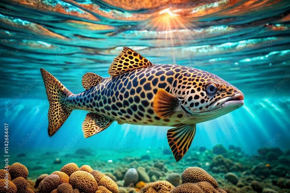 Leopard Print Fish: Surreal Aquatic Animal, Spotted Fish, Exotic Fish Art, Fantasy Fish Illustration Leopard Print Fish: Surreal Aquatic Animal, Spotted Fish, Exotic Fish Art, Fantasy Fish Illustration