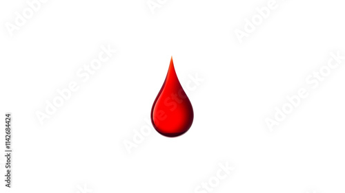 Dark Red Droplet With a Smooth Surface Reflecting Light on a Plain White Background - Isolated on White Transparent Background, PNG photo