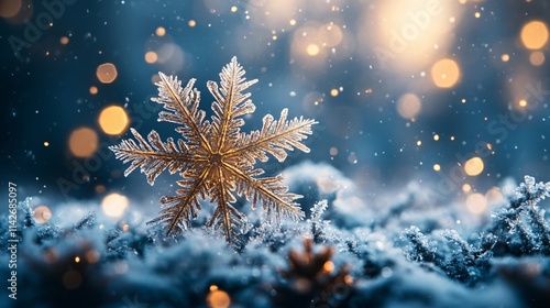 Wallpaper Mural Close-up of snowflakes on the snow at dawn Torontodigital.ca