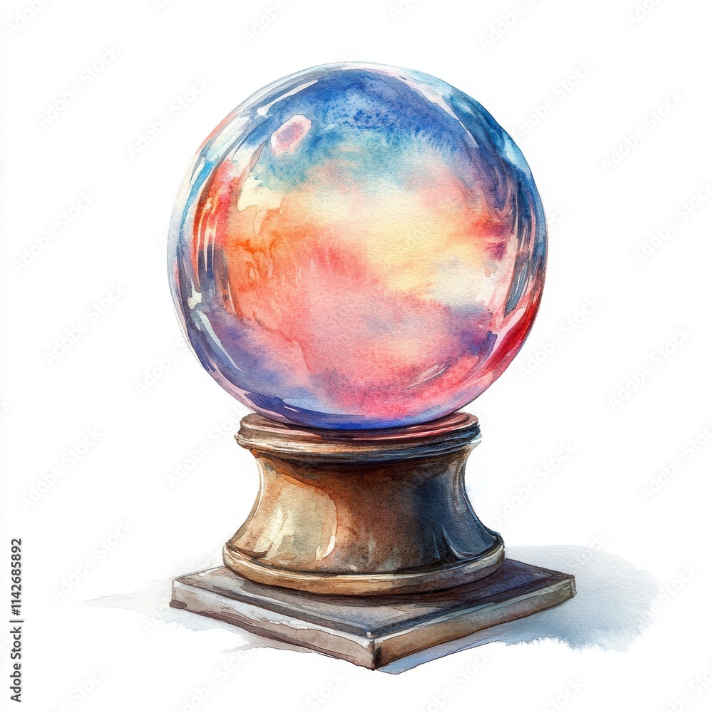 Crystal Ball Watercolor Illustration Crystal Ball Watercolor Illustration