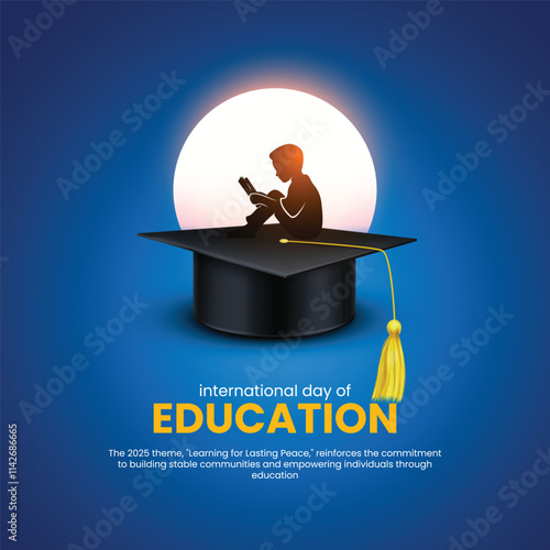 international day of education creative banner, poster, social media post, postcard, background, backdrop, template, greetings card design etc. international education day.