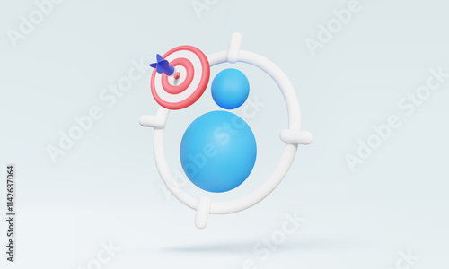Targeting employment 3D vector icon Account profile username Leadership management human resources vision development business growth consumer marketing elements