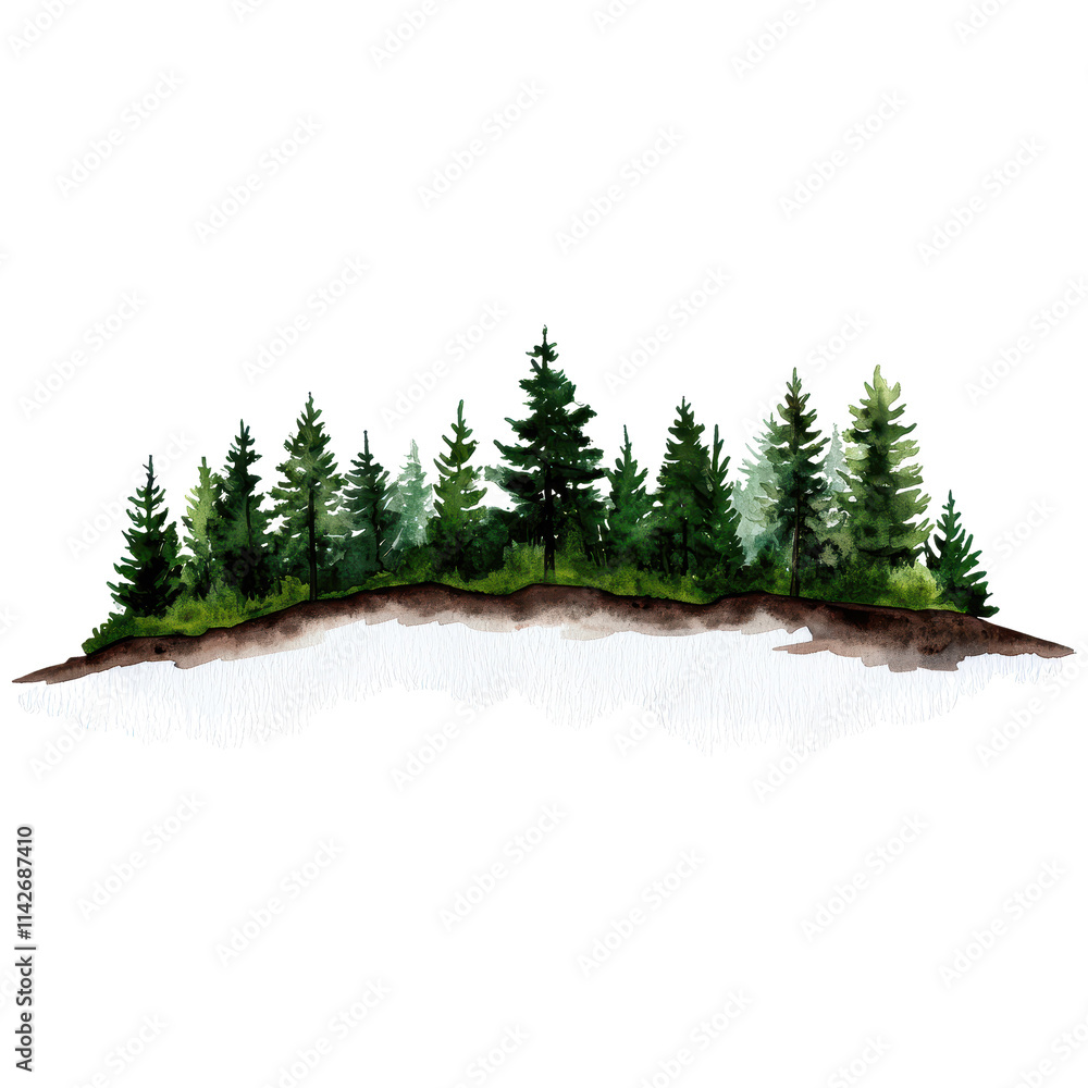 Fototapeta premium Lush Green Forest Border with Diverse Trees and Vibrant Foliage on Natural Landscape Background