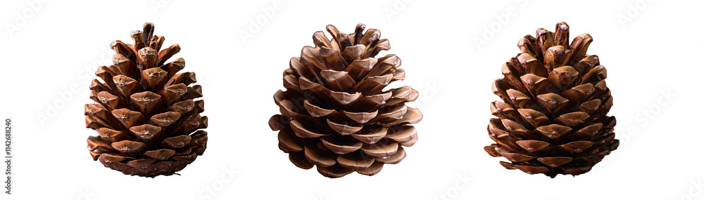 Collection set of brown spiky pine cone Collection set of brown spiky pine cone
