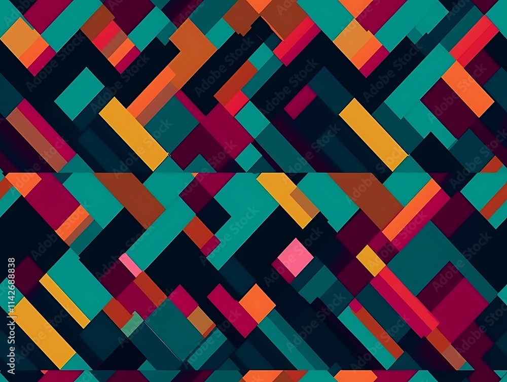 Abstract Geometric Pattern Of Colorful Interlocking Rectangles Abstract Geometric Pattern Of Colorful Interlocking Rectangles