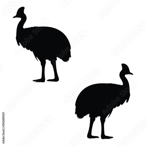 Cassowary Silhouette, Cassowary Vector Silhouette, Cassowary cartoon Silhouette, Cassowary illustration, Cassowary icon Silhouette, Cassowary Silhouette illustration