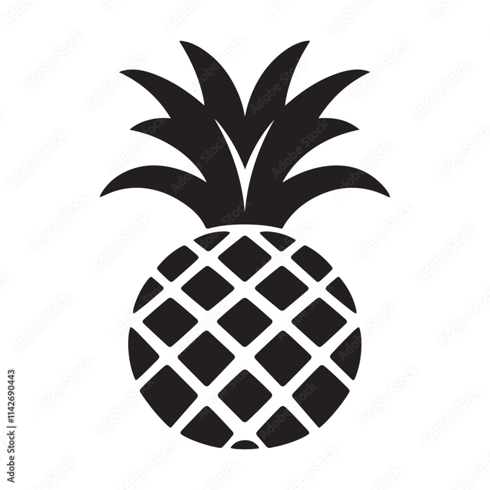 Obraz premium Pineapple silhouette vector icon illustration